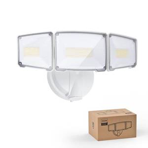 lot 54411 image: Philips 72W 7400LM LED Flood Lights Outdoor, Switch Controlled Aluminum Security Lights, 3 Adjustable Heads, Wall Mount, 5000K Daylight, Waterproof for Yard, Garage - Retail $38