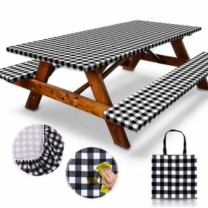 lot 54414 image: 6ft Polyester Picnic Table Cover with Bench Covers Windproof & Waterproof Tablecloth, Perfect for Camping Gifts & RV Essentials, Cool Camping Gadgets with Carrying Bag, 72x30 Inches,4Pcs,Black