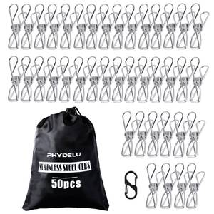 lot 54420 image: (50PCS) Stainless Steel Laundry Clothes Pins Heavy Duty Outdoor, Clothespins for Hanging Clothes, Metal Clips, Metal Snack Bag Chip Clips for Food Packages, Mini Clothes pins - Retail $10