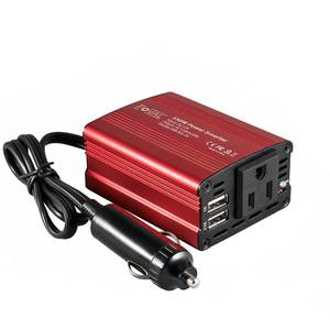 lot 54424 image: 150W Car Power Inverter 12V DC to 110V AC Converter Vehicle Adapter Plug Outlet with 3.1A Dual USB Car Charger for Laptop Computer (Classic Red) - Retail $17