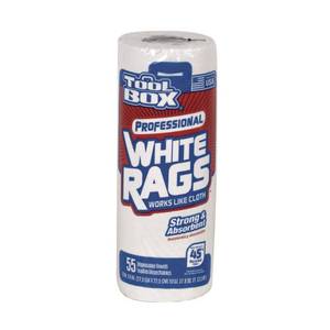 lot 292 image: ToolBox� Professional White Rags Multi-Surface Cleaning Disposable Towel  1 Roll (55 SheetsRoll) - Retail $4