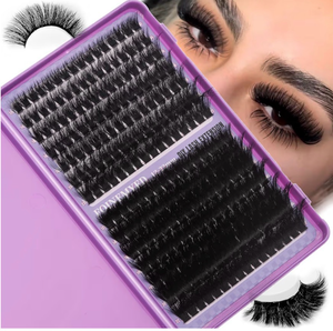 lot 4262 image: Lash Clusters 100D200D Thick Volume Eyelash Clusters 12-22mm Long Cluster Lashes Eyelash Extensions Individual Lashes Clusters DIY at Home Eyelashes D Curly Lash Extension by FOINEMYED - Retail $0