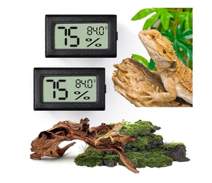 lot 4268 image: Reptile Thermometer and Humidity Gauge,2PCS Digital Hygrometer Adhesive Reptile Terrarium Hydrometer - Retail $0