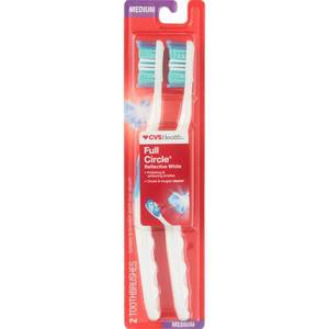 lot 4270 image: CVS Health Full Circle Reflective White Toothbrush, Medium Bristle, 2 ct - Retail $6