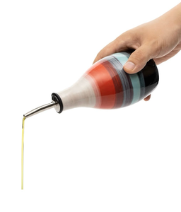 lot 6978 image: GUTE Cruet Ceramic Olive Oil & Vinegar Dispenser Bottle �� Pottery Dressing Server �� 400ml Condiment Cruet with Pourer Stopper �� Kitchen Carafe for Cooking Ceramic Server 6 H 3 W Multicolored