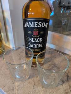 lot 2417 image: Jameson Black Barrel Irish Whiskey with Shot Glasses
