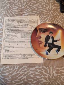lot 2460 image: 1956 The Rock n Roll Years Decorative Plate with Military Discharge papers