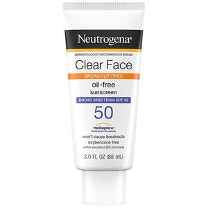 lot 1301 image: Neutrogena Clear Face Sunscreen Lotion, SPF 50, 3oz - Retail $22