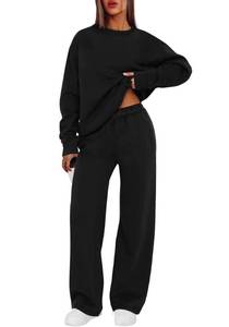 lot 1318 image: XIEERDUO Sweatsuits Women 2 Piece Outfit Womens Loungewear Set Sweat Set Airport Outfits for Women 2025 Euro Vacation-Outfits Luxury Outfit Fall Fashion Black Sets XL - Retail $33