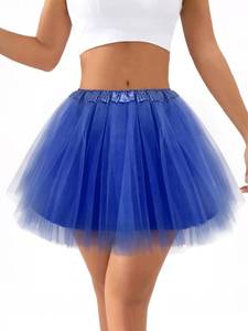 lot 1331 image: Ammiko Women Teens Tutu Adult 4 Layered Tulle Skirt Fluffy Dance Tutus Lined Elastic Halloween Costumes Running Party Royal Blue 4 Layer - Retail $10