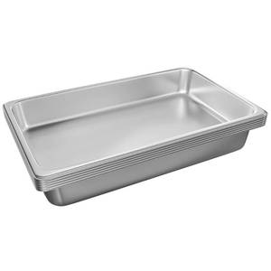 lot 1333 image: EGGKITPO Hotel Pans Full Size 6-Pack 4 Inch Stainless Steel Trays for Food Commercial Hotel Pan Food Containers Chafing Pans for Restaurant Buffet Party Supplies - Retail $110