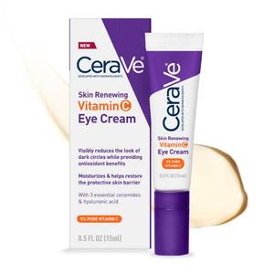 lot 1335 image: CeraVe Skin Renewing Vitamin C Eye Cream, Vitamin C, Hyaluronic Acid, Ceramides & Caffeine, Under Eye Cream For Dark Circles and Puffiness, Ophthalmologist Tested, 0.5 Fl. Oz - Retail $18
