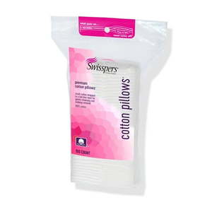 lot 1336 image: Swisspers Premium 100% Pure Cotton Pillows  Soft  Absorbent  Vegan  Cruelty-Free  100 Pads - Retail $65