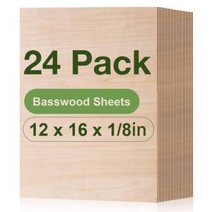 lot 1337 image: Wowood 24 Pack Basswood Plywood, 12 x 16 x 18 Inch Unfinished Balsa Wood for Laser Cutting and Engraving, Thin Wood Sheets Blanks for DIY Project - Retail $62