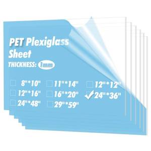 lot 1351 image: Art3d 5-Pack of 24, 36 PETPlexiglass Sheets, Transparent Clear Flexible Plastic Sheet Panels for Craft, Picture Frames, Sign Blank, DIY Display Project - Retail $38