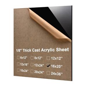 lot 1369 image: 16x20 Plexiglass Sheets 18 inch Thick - 3mm Black Cast Acrylic Sheet, Plastic Sheet Polycarbonate Sheet for DIY Project, Craft, Acrylic Sign 1 Pack - Retail $25