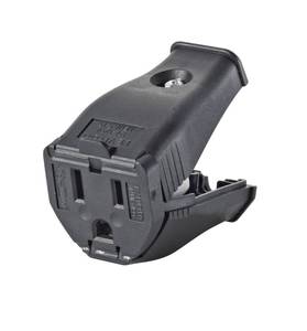 lot 1381 image: Leviton 2-Pole 3-Wire Grounding Cord Outlet, 3W102-E, Black - Retail $4