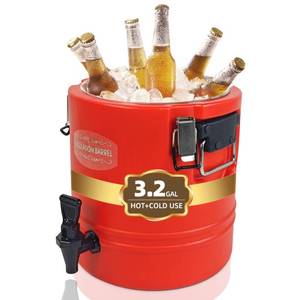 lot 1391 image: Insulated Beverage Dispenser 12L, Hot & Cold Drink Dispenser, Stainless Steel Interior, Portable Water Cooler - 3.2 Gallon with Drink Dispenser. - Retail $70