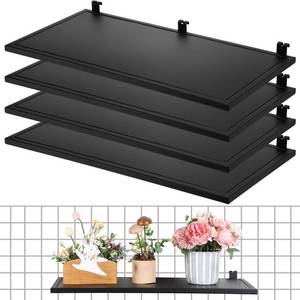 lot 1399 image: 4 Pack Gridwall Shelf Metal Grid Wall Panel Display Stand Heavy Duty Shelves (24 X 12,Black) - Retail $86