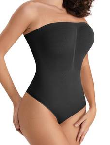 lot 1426 image: ACPLK Strapless Shapewear for Women, Tummy Control Thong Bodysuit, Body Shaper Tank Top, Small - Retail $20