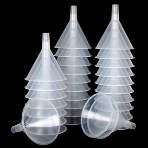 lot 1429 image: HNBun 30Pcs Plastic Funnels Set, 4.7 Inch Wide Mouth Large Clear Funnels for Filling Water Bottles, Multipurpose Tool with Long Spout - Retail $29