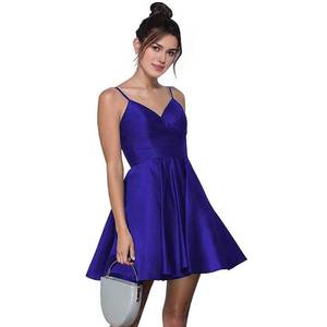 lot 1440 image: SDPANLLD Short Homecoming Dresses Spaghetti Strap Satin Dresses for Women Party (Size 2, Regular, Royal Blue) - Retail $40