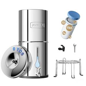 lot 1444 image: Purewell 0 TDS 7-Stage Gravity Water Filter System with Water Level Window, Certified to Reduce TDS, Lead, Total PFAS (Forever Chemicals), Mercury, and Chlorine, Retail $135