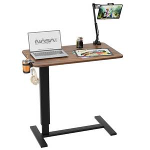 lot 1448 image: NIUTN Overbed Bedside Table with Wheels, Adjustable Hospital Bedside Desk, Rolling Laptop Table, Mobile Standing Desk, Laptop with Cup Holder & PhoneTablet - Retail $95