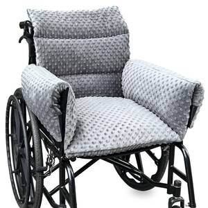 lot 1449 image: Jeelathy Wheelchair Seat Cushion - Thick Chair Pads with Full Armrest Covers - Pain Relief, Non-Slip Tailbone & Spine Support Pillow with Straps (Grey) - Retail $50