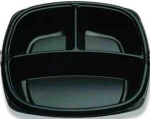 lot 1458 image: Forum 10 3 Compartment Black Deep Square Base Container - 40 ct&nbsp