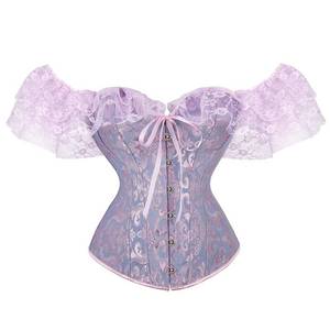 lot 1459 image: SHYMMUO Purple Corset Top for Women Off Shoulder Lace Up Renaissance Gothic Bustier Steampunk Corset Tops Halloween Costumes S - Retail $28