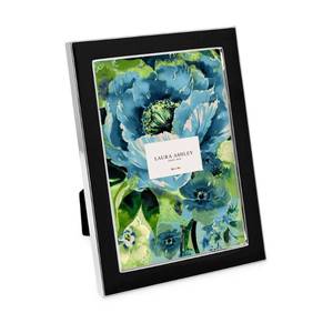 lot 1475 image: Laura Ashley 5x7 Black Enamel Picture Frame, Silver Metal Edge with Easel (5x7, Black WSilver) - Retail $19