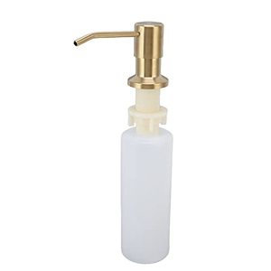 lot 1492 image: HAOHIZE 300ml Kitchen Sink Soap Dispensers, Kitchen Soap Dispensers Pump Stainless Steel 360° Rotation Multifunctional, for Kitchen (Gold) - Retail $12