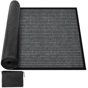 lot 1497 image: MYFAMIREA Commercial Floor Mat 3 x 16 Extra Large Industrial Rug Heavy Duty Brush Step Entrance Mat Weather Utility Rug with Non Slip Rubber Backing, Charcoal Grey - Retail $100