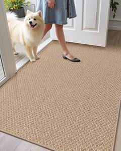 lot 1609 image: Color&ampGeometry Ultra Thin Indoor Door Mat Non Slip Rubber Backed Dirt Trapper 48x72(Rolled-up NO Creases), Rugs for Entryway, Front Door Mat Indoor Washable Low-Profile Entry Mat, Khaki Retail- $90