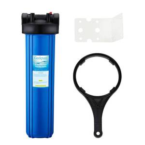 lot 1610 image: Geekpure 20 Inch Whole House Water Filter Housing 34 Port-Fit 4.5 x 20 Filters (1) Retail- $65