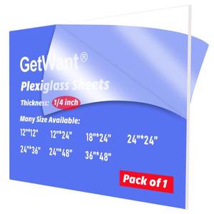 lot 1614 image: GetWant 14 Clear Acrylic Sheet, 6mm Thick 18x24 Plexiglass Sheets for Sign Making, LED Light Project, Skylight, Windows Glass, Tabletop, Display Case, Stand, Holder, Retail $40