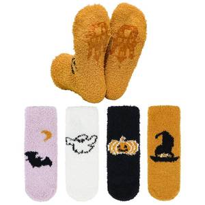 lot 1616 image: Century Star Halloween Socks Warm Super Soft Slipper Socks Fuzzy Fluffy Cozy 3-8 Pairs Home Socks 4 Pairs Halloween Pattern One Size