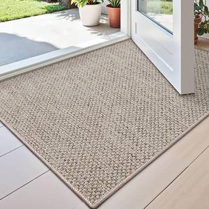 lot 1621 image: DEXI Door Mat Inside Entrance 24x36, Ultra Non Slip Rubber Backed Dirt Trapper, Low Profile Thin Welcome Doormat, Absorbent Easy Clean Entry Mats for Entryway, Patio, Beige Retail- $20
