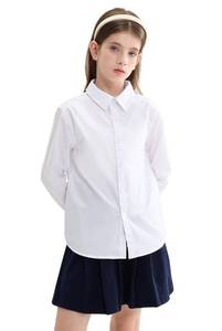 lot 1629 image: maoo garden Girls White School Uniform Shirt Long Sleeve Blouse Button Down Blouse 11-12Y