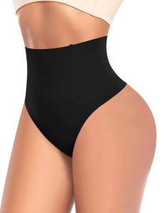 lot 1632 image: Werena Tummy Control Thong Shapewear for Women High Waisted Panties Girdle Seamless Shaping Body Shaper Underwear, Black Size 7