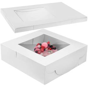 lot 1637 image: Ireer 10 Pcs 16 x 16 x 5 Inch Cake Boxes with Window White Bakery Boxes Large Pastry Baking Rectangle Cardboard Window Bakery Pastry Containers for Cakes Cupcake Cookie Pie Treat Party Supplies Favors Retail- $83