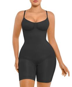 lot 1646 image: FeelinGirl Body Shaper Tummy Control Shapewear Plus Size Seamless Full Body Waist Trainer Hip Enhancer Bodysuit Back Support Black ML