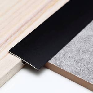 lot 1648 image: Trimold 3Pcs Aluminum T Molding Trim & Floor Transition Strips, Flat Divider Strip for Door Threshold and Joining Flooring Gaps of Laminate Planks Tile (2.9Ft x 1.6In, Matte Black) Retail- $35
