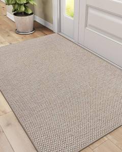 lot 1649 image: DEXI Door Mat Inside Entrance 32x48, Ultra Non Slip Rubber Backed Dirt Trapper, Low Profile Thin Welcome Doormat, Absorbent Easy Clean Entry Mats for Entryway, Patio, Beige Retail- $50