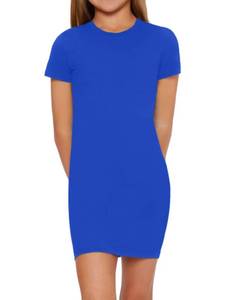 lot 1659 image: SHENHE Girls Basic Short Sleeve Crew Neck Bodycon T Shirt Pencil Mini Dresses Royal Blue 10Y