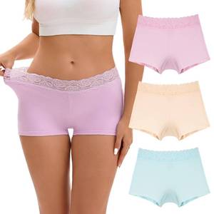lot 1660 image: INNERSY Womens Lace Underwear Cotton Soft Boyshorts Panties Boxer Briefs 3-Pack(Large,Gentle Pastels)