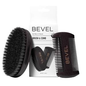 lot 1667 image: Bevel Beard Brush and Comb Set for Men Natural Boar Bristle Brush &amp Pearwood Comb with Travel Pouch Beard Grooming Kit for Shaping, Soften &amp Detangling Mustaches
