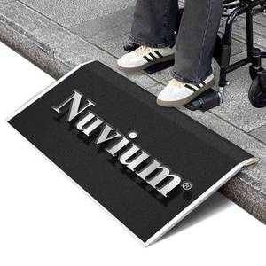 lot 1680 image: Nuvium 15.4 L x 32 W Threshold Ramp for Doorways, Portable, Anti-Slip Ramps for Wheelchairs for Home, 700 LBS Load Capacity, Aluminum Door Ramp and Curb Ramp for Scooters, Power Chairs, Walkers Retail- $80