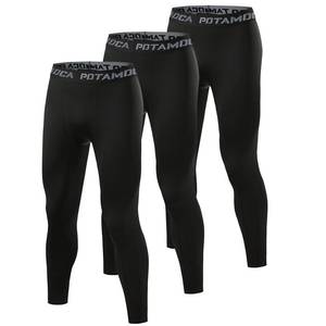 lot 1684 image: POTAMOCA 3 Pack Mens Compression Pants, Athletic Tight, Leggings Gym Base Layer Bottoms for Running Workout Sports Yoga Basketball, Black XX-Large